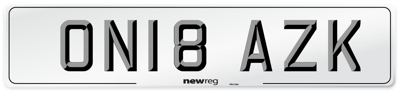 ON18 AZK Number Plate from New Reg